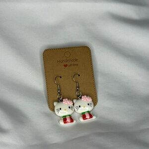 Handmade Strawberry Hello Kitty Earrings